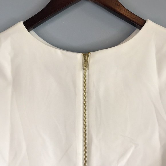 Lulu's Women's Dress XS Extra Small Solid Ivory Short Sleeve Back Zip Up - Picture 4 of 8